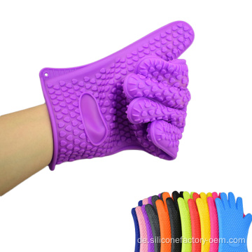 Kochen von Silikonhandschuhen Ofen-Mikrowellen-Anti-Scald-Handschuhe Set